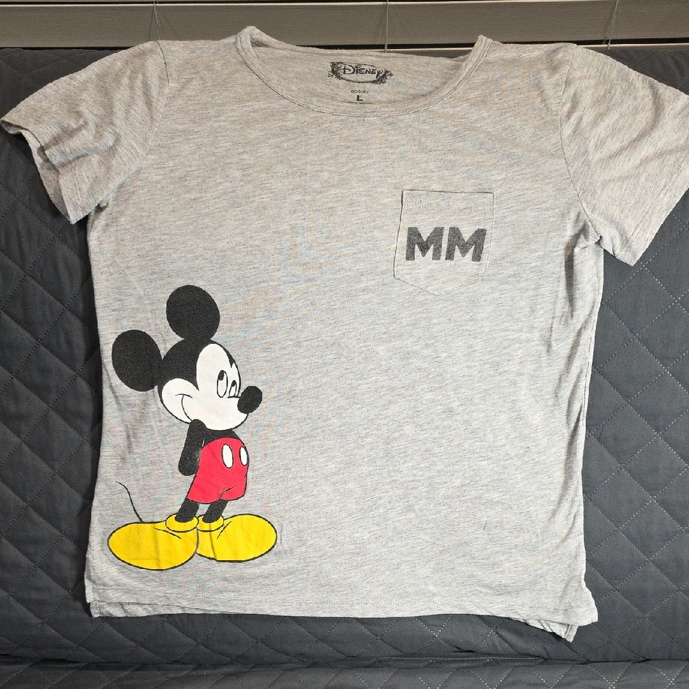 Disney Mickey Mouse Gray Pajama Tee with Yellow Accents